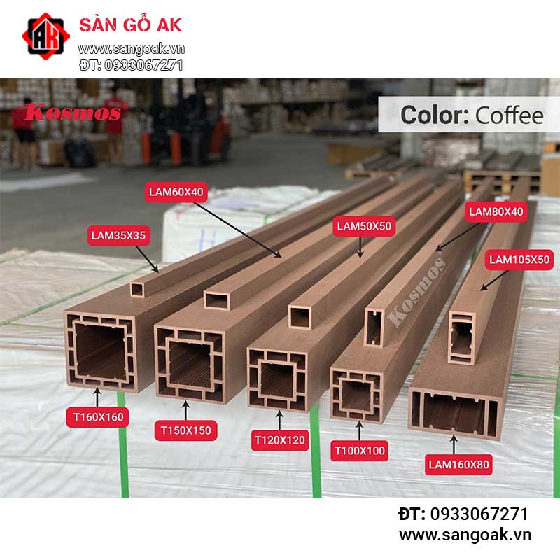 Trụ Pergola gỗ nhựa Kosmos - T160X160 Coffee